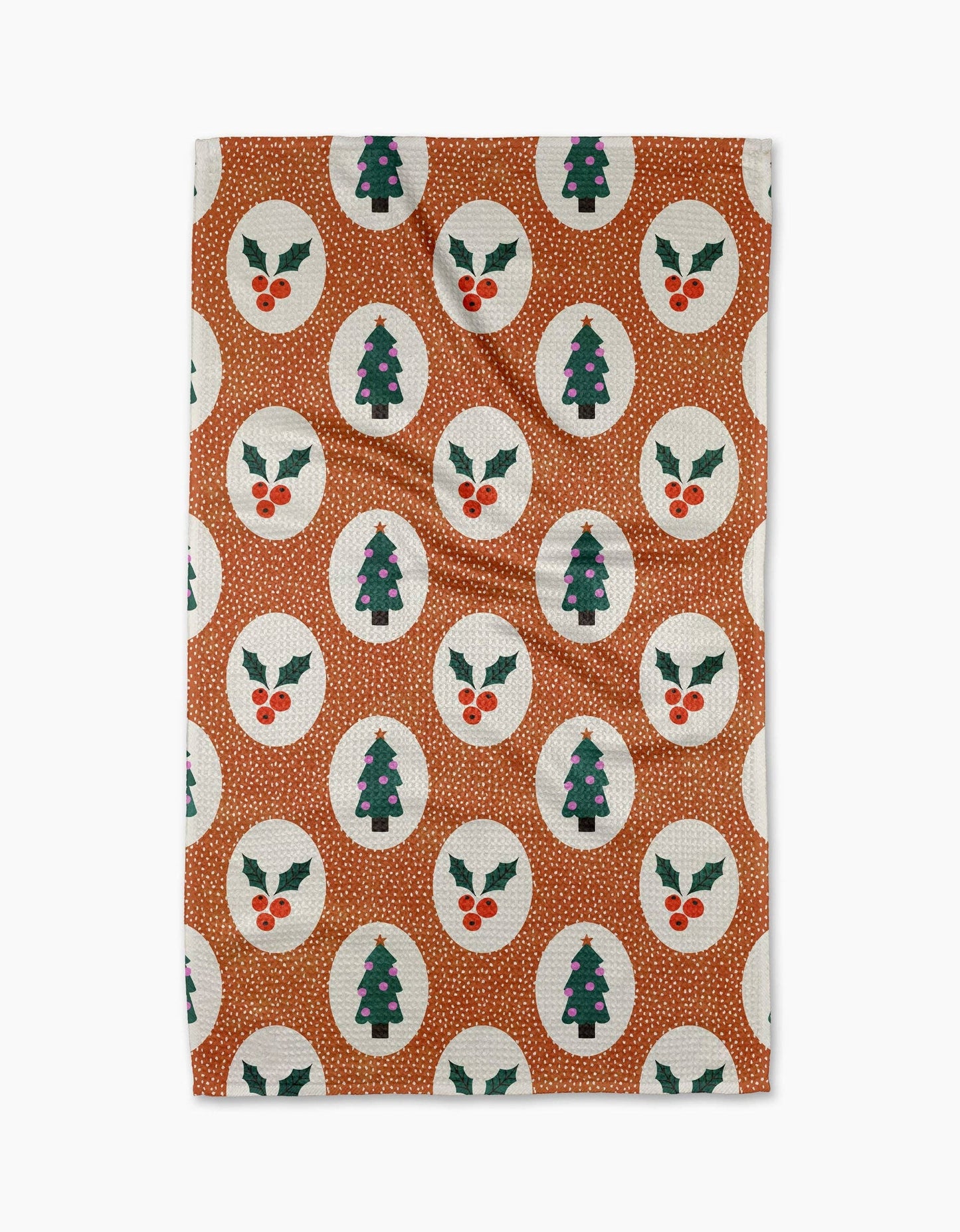 Geometry Vintage Holly Christmas Tea Towel