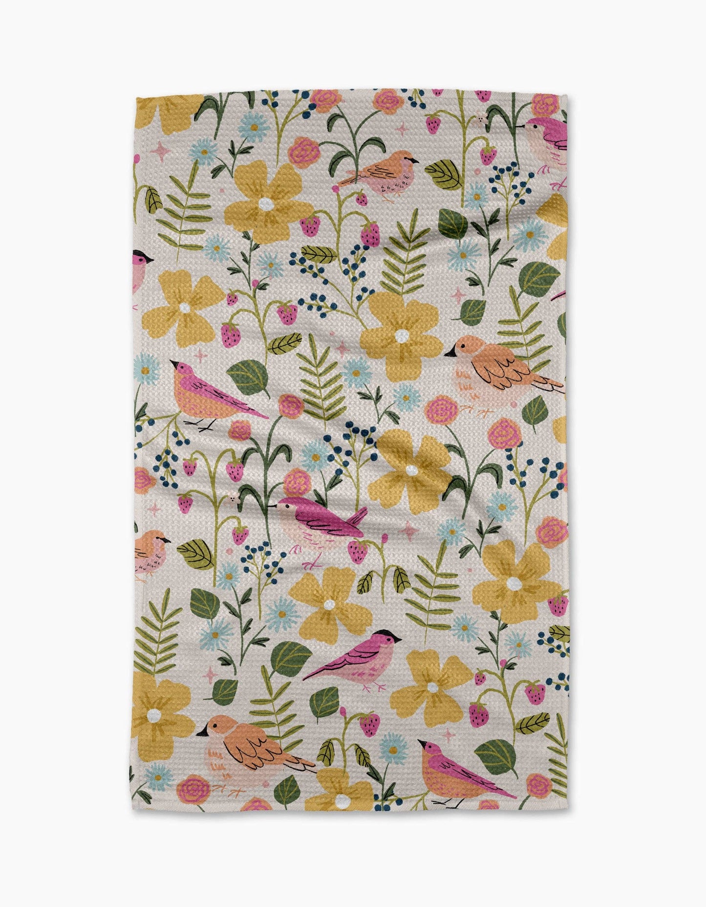 Geometry Summer Songbirds Kitchen Tea Towel