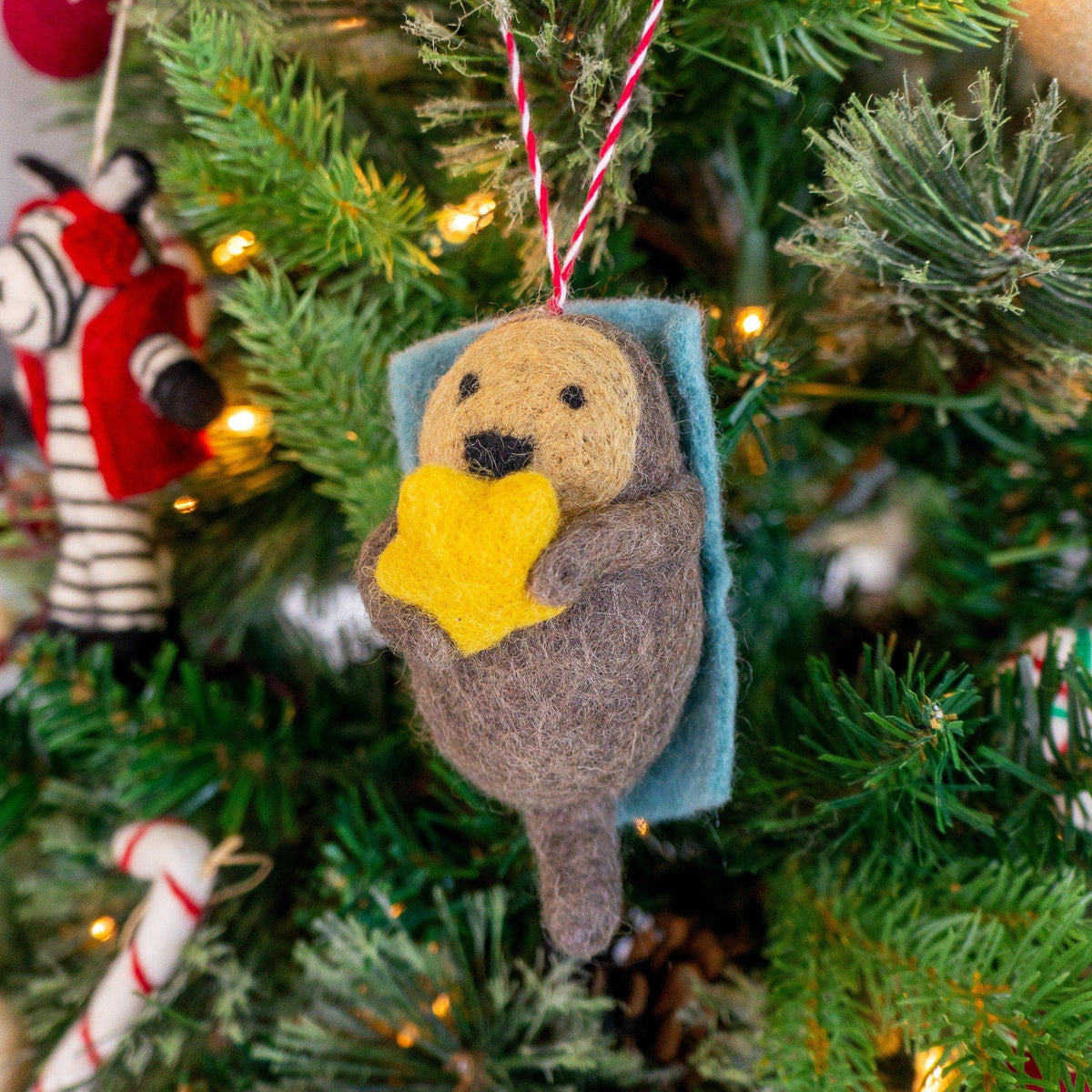 Felt Wool Otter Eco Ornament