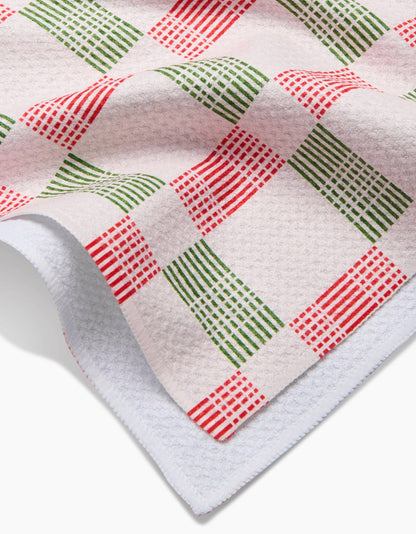 Geometry Be Merry Plaid Tea Towel