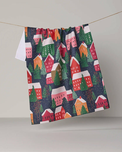 Geometry Alpine Village Tea Towel