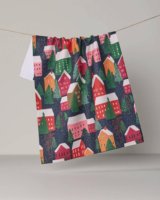 Geometry Alpine Village Tea Towel