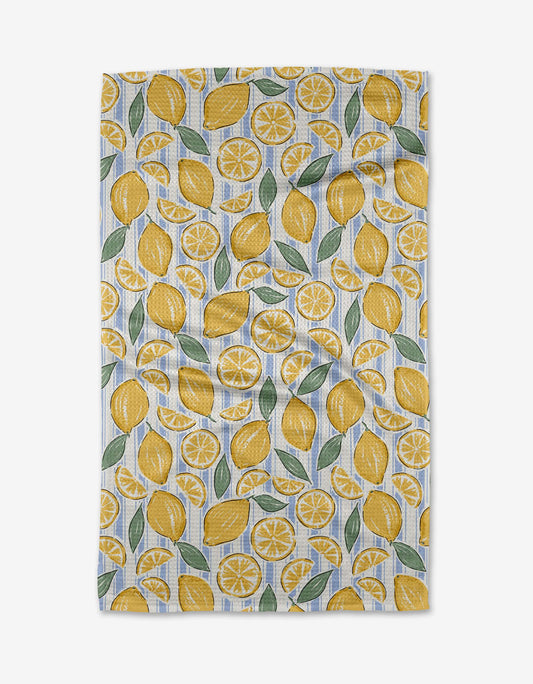 Geometry Sour Lemon Stripes Kitchen Tea Towel
