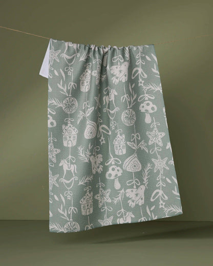 Geometry Cozy Ornaments Tea Towel