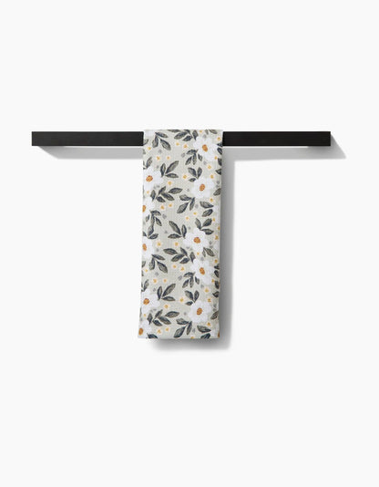 Geometry Painted Spring Flowers Kitchen Tea Towel