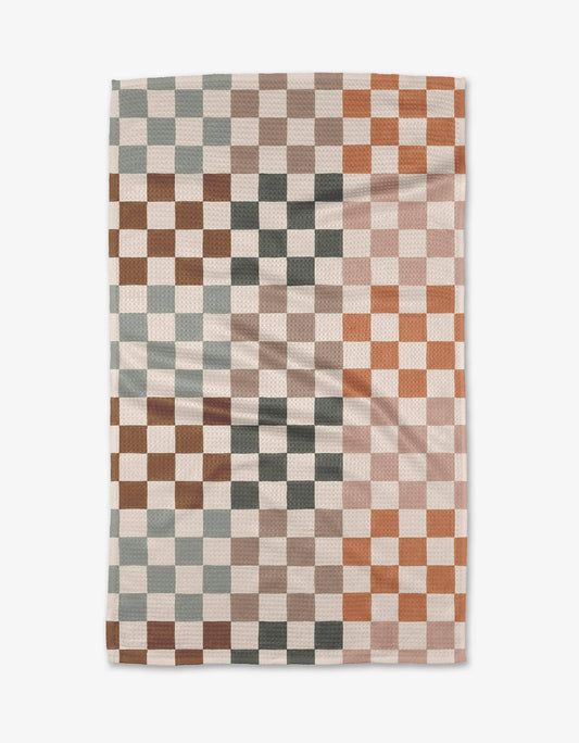 Geometry Autumn Checkers Kitchen Tea Towel