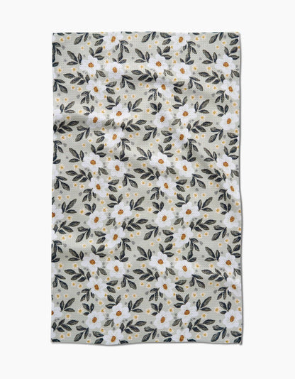 Geometry Painted Spring Flowers Kitchen Tea Towel
