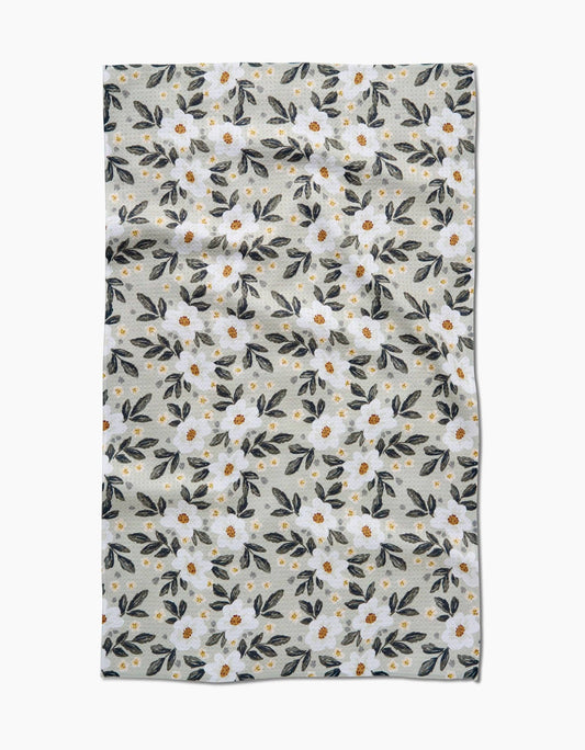 Geometry Painted Spring Flowers Kitchen Tea Towel