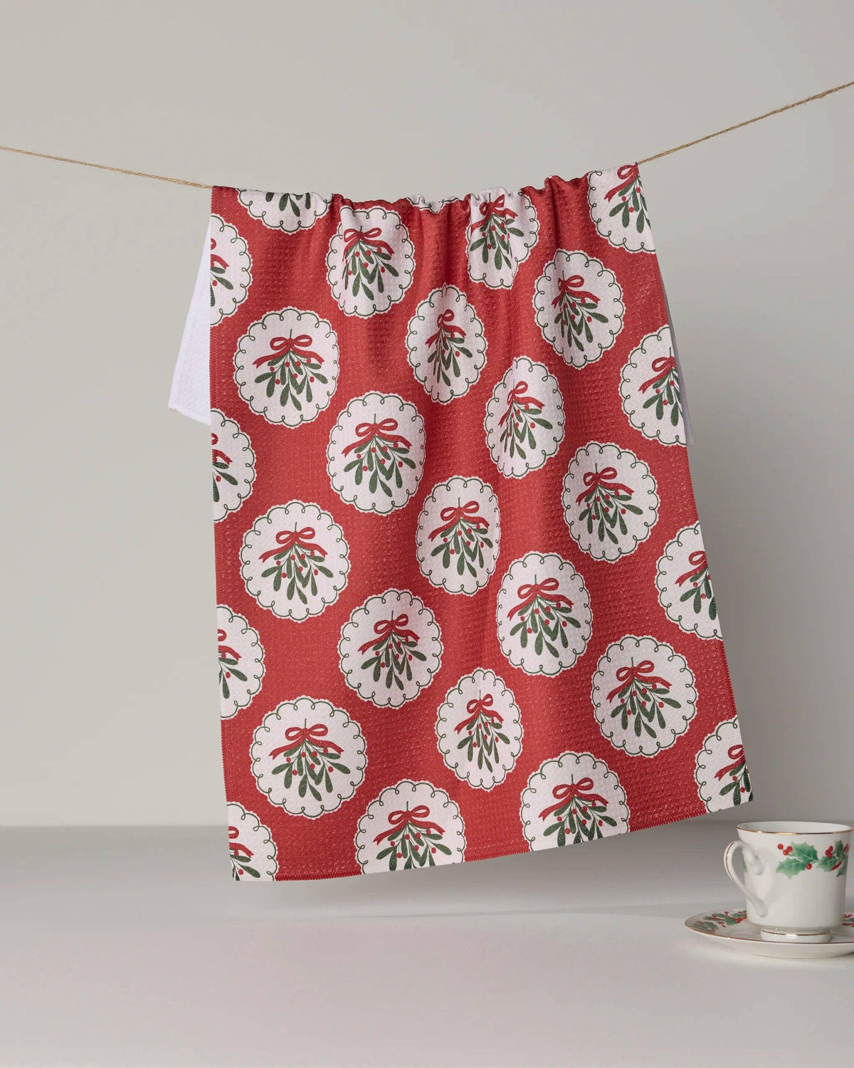Geometry Merry Mistletoe Tea Towel