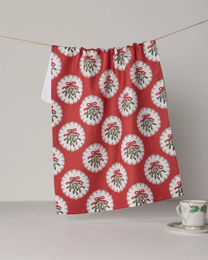 Geometry Merry Mistletoe Tea Towel