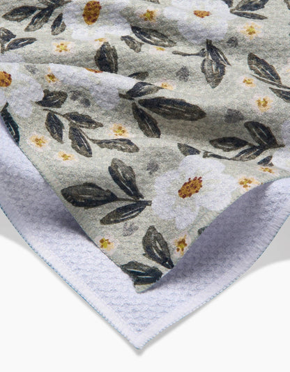 Geometry Painted Spring Flowers Kitchen Tea Towel