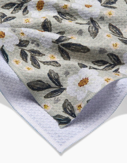 Geometry Painted Spring Flowers Kitchen Tea Towel