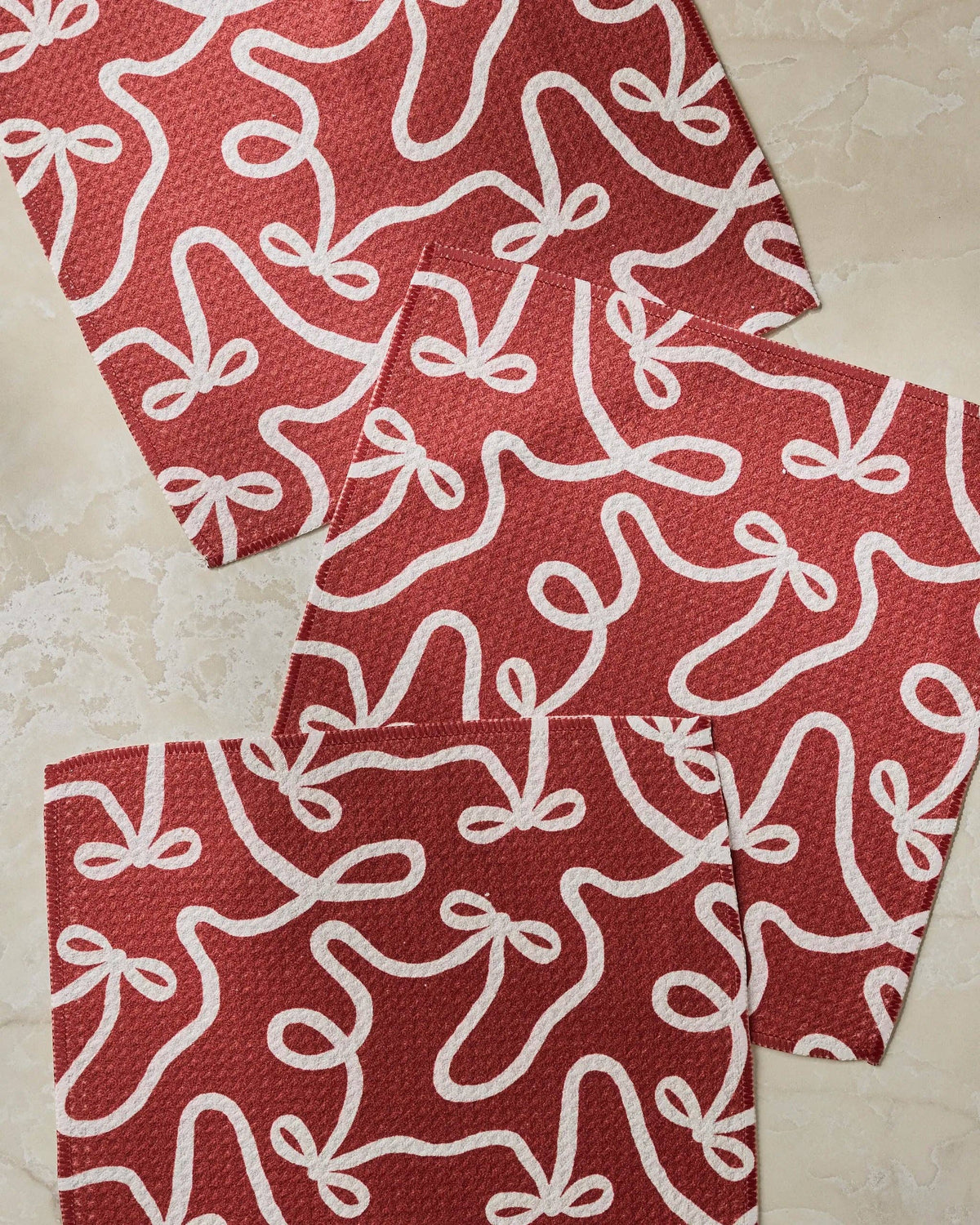 Geometry Holiday Bows Dishcloth Set
