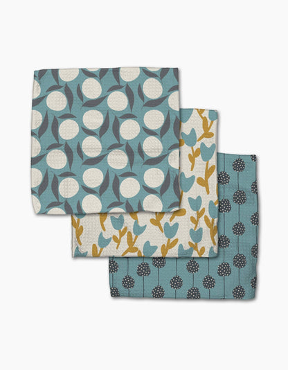 Geometry Polka Dot Blooms Dishcloth Set
