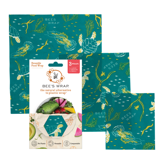 Bees Wrap Food Wraps 3 Pack - Oceans