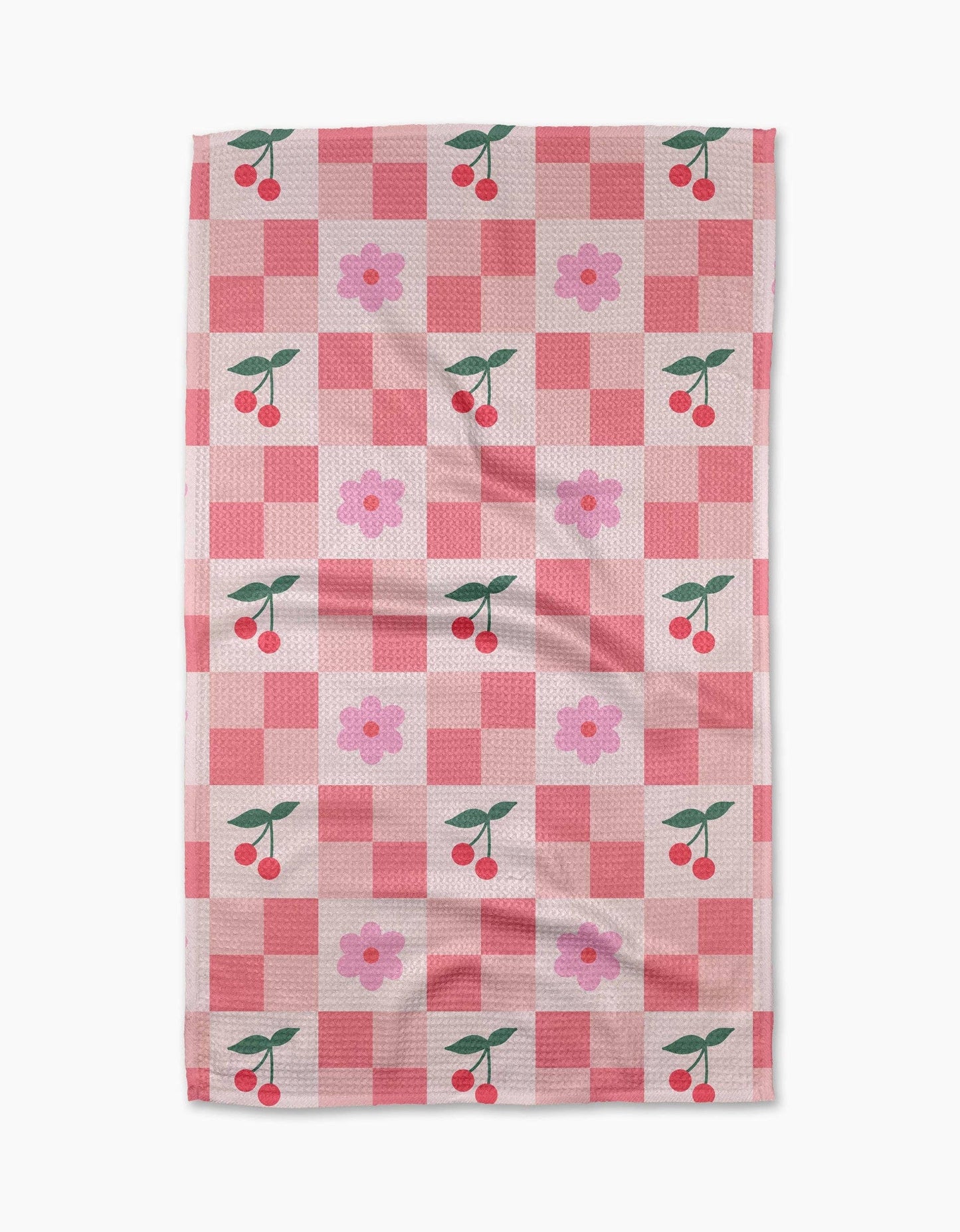 Geometry Floral and Cherries Tea Towel