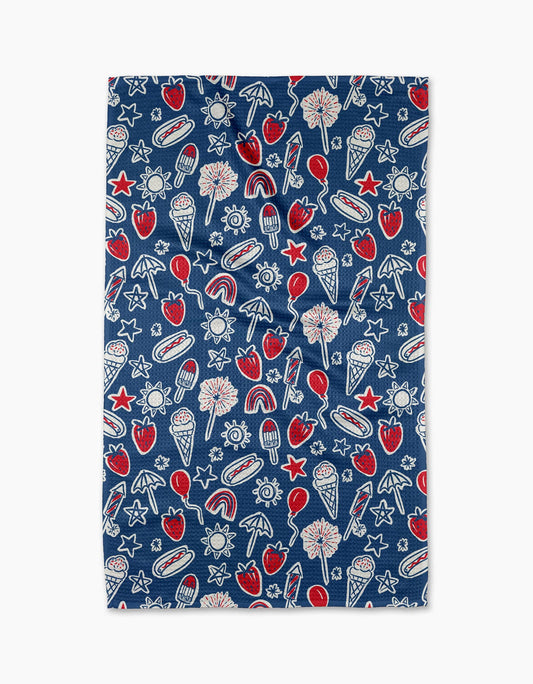 Geometry Summer Fun in Blue Tea Towel