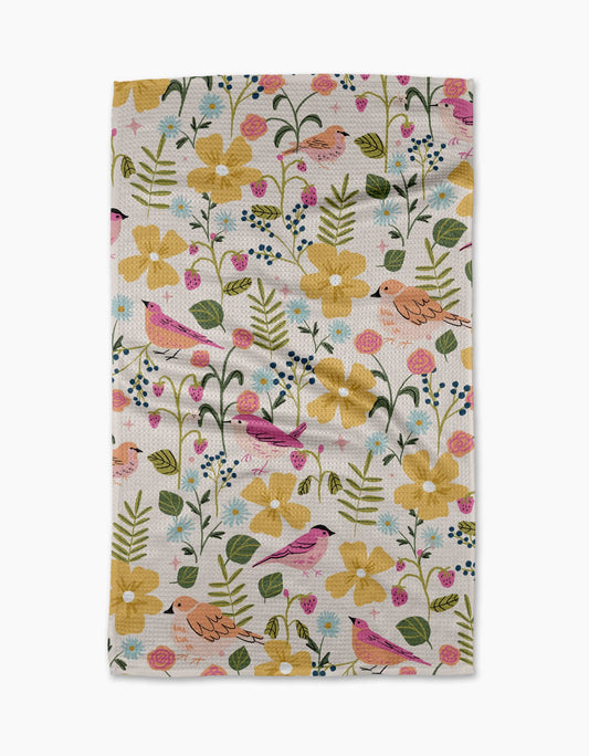 Geometry Summer Songbirds Kitchen Tea Towel