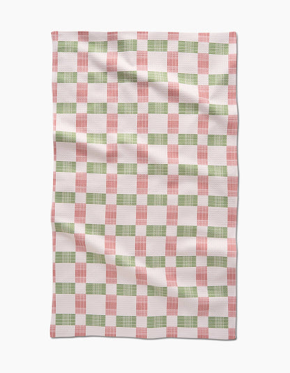 Geometry Be Merry Plaid Tea Towel