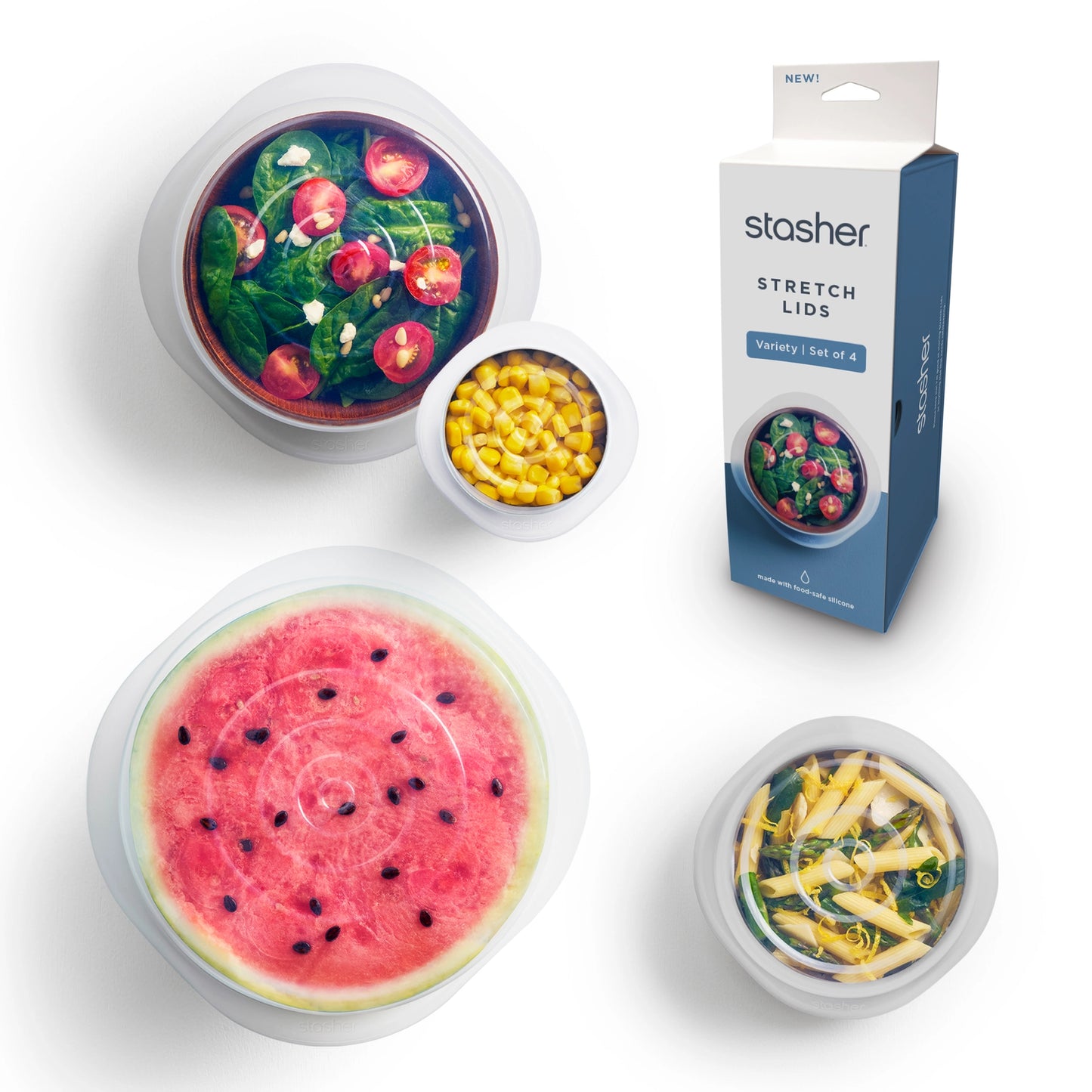 Stasher Stretch Lids Variety 4-Pack