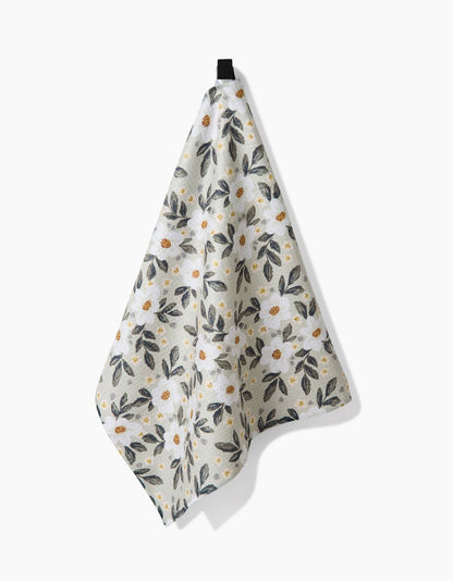 Geometry Painted Spring Flowers Kitchen Tea Towel