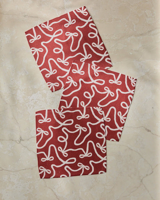 Geometry Holiday Bows Dishcloth Set
