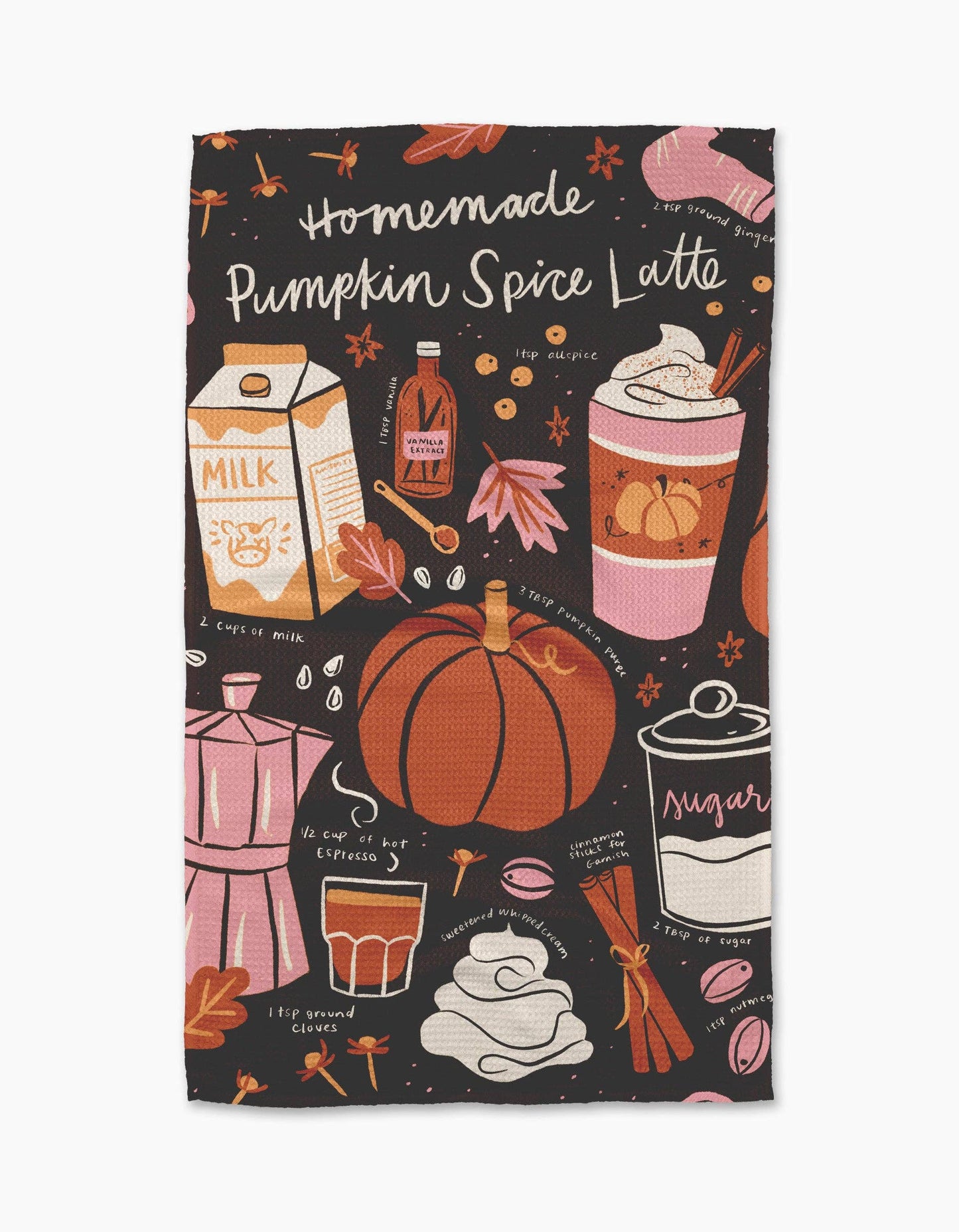 Geometry Pumpkin Spice Latte Tea Towel