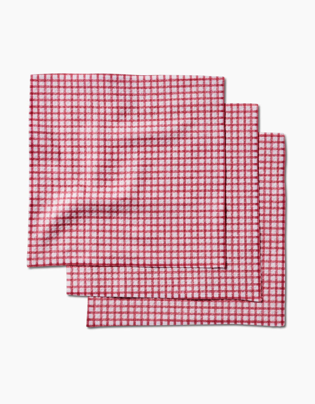 Geometry Fireside Plaid Red Dishcloth Set