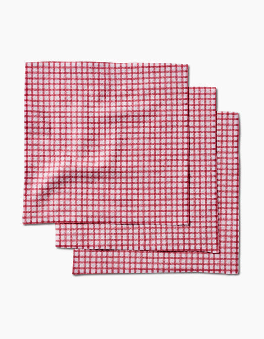 Geometry Fireside Plaid Red Dishcloth Set