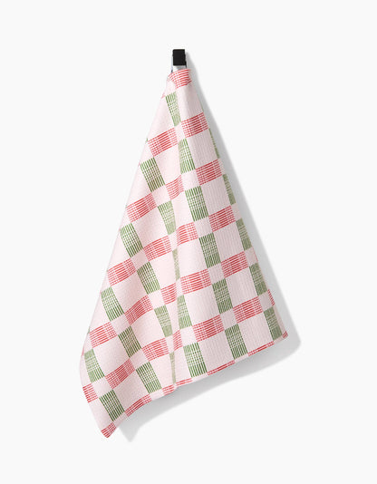 Geometry Be Merry Plaid Tea Towel