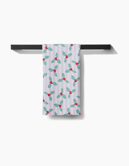 Geometry Mistletoe Stripe Tea Towel