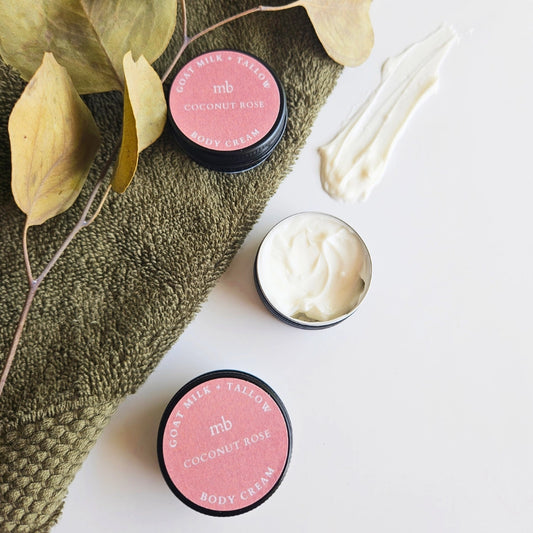 Coconut Rose Mini Goat Milk + Tallow Body Cream