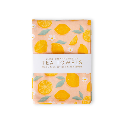 Painted Lemons Tea Towels - Pack of 2