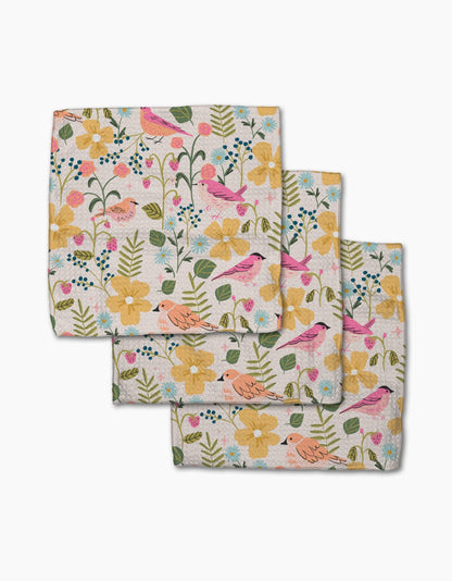 Geometry Summer Songbirds Dishcloth Set