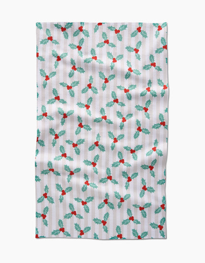 Geometry Mistletoe Stripe Tea Towel